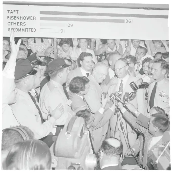 Framed Print : Dwight Eisenhower and Robert Taft Making Statement Framed Print : Dwight Eisenhower and Robert Taft Making Statement