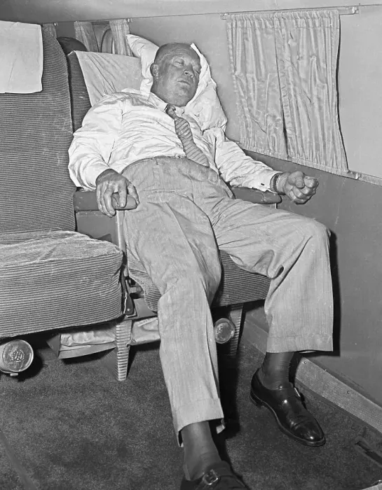 Framed Print : Dwight Eisenhower Sleeping In Airplane