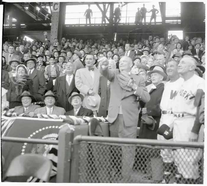 Framed Print : Dwight Eisenhower Tossing First Pitch of Baseball Season Framed Print : Dwight Eisenhower Tossing First Pitch of Baseball Season