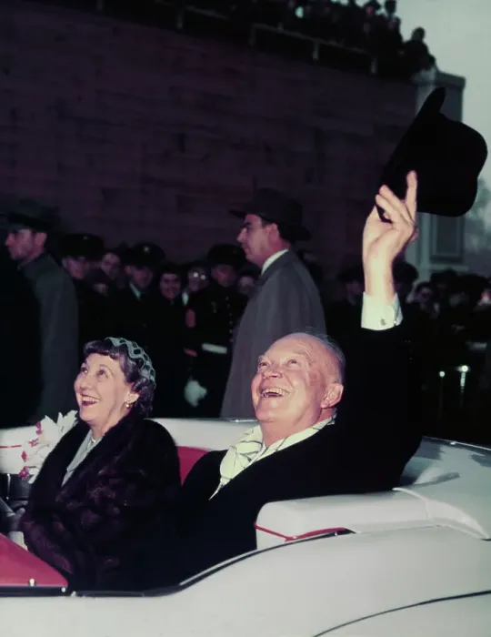 Framed Print : Dwight and Mamie Eisenhower Riding in Motorcade