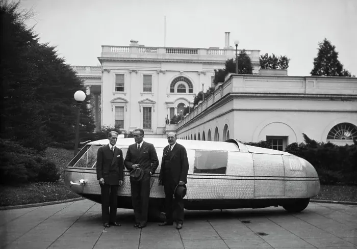 Framed Print : A Dymaxion Automobile at the White House Framed Print : A Dymaxion Automobile at the White House