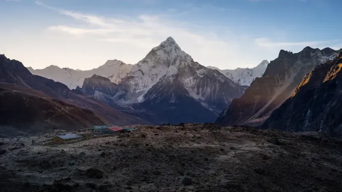 Framed Print : Dzongla village and Ama Dablam mountain Framed Print : Dzongla village and Ama Dablam mountain