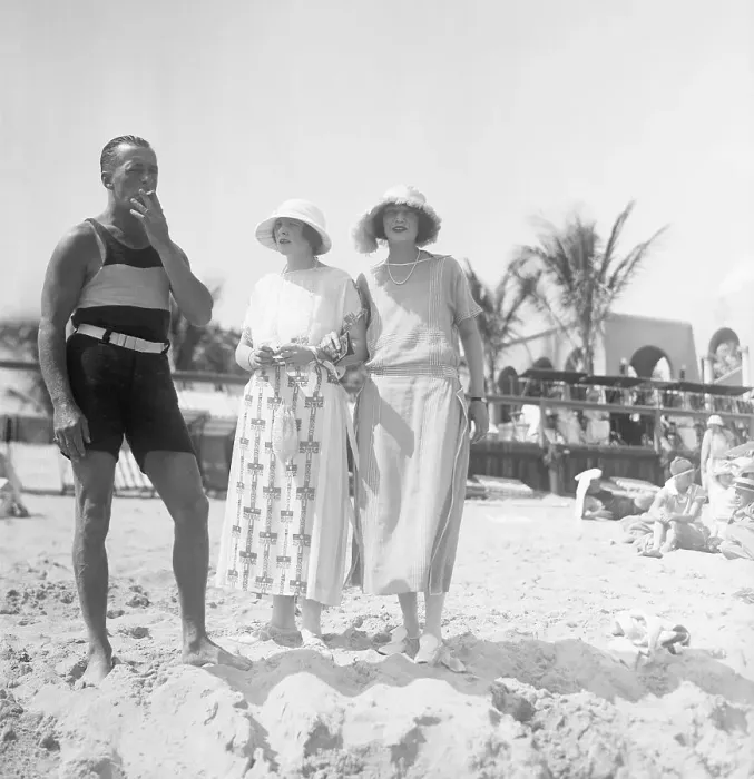 Framed Print : E F Hutton at Beach with Society Women Framed Print : E F Hutton at Beach with Society Women