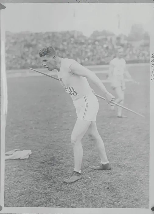 Framed Print : E. G. Oherst with Javelin in Hand Framed Print : E. G. Oherst with Javelin in Hand