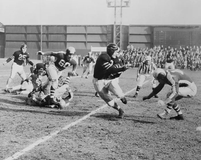 Framed Print : Eagles and Bears Football Players in Action Framed Print : Eagles and Bears Football Players in Action