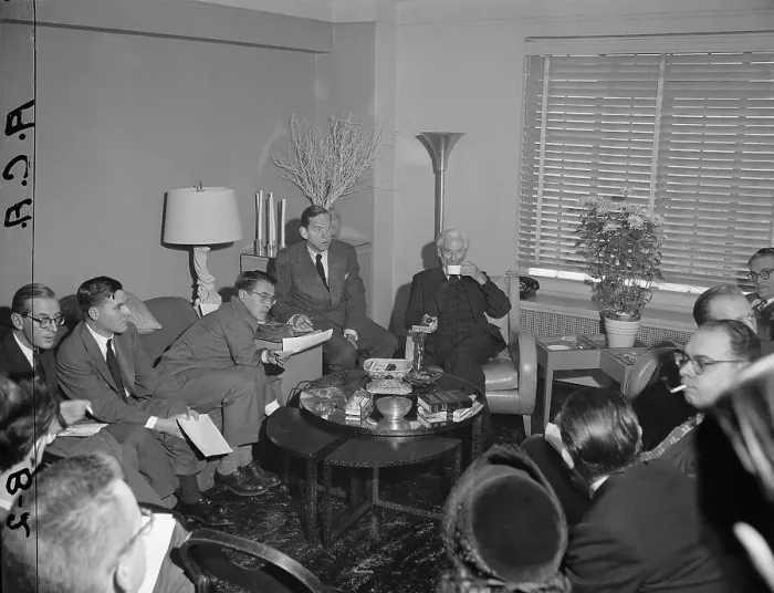 Framed Print : Earl Bertrand Russell Sitting with Others