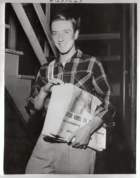 Framed Print : Earl Eisenhower Delivering Newspapers