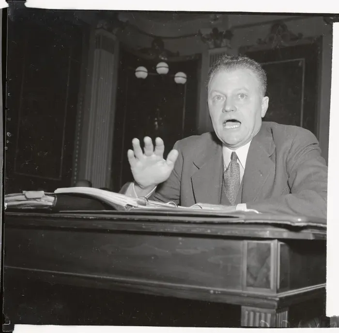 Framed Print : Earl G Harrison Speaking at Senate Hearing Framed Print : Earl G Harrison Speaking at Senate Hearing