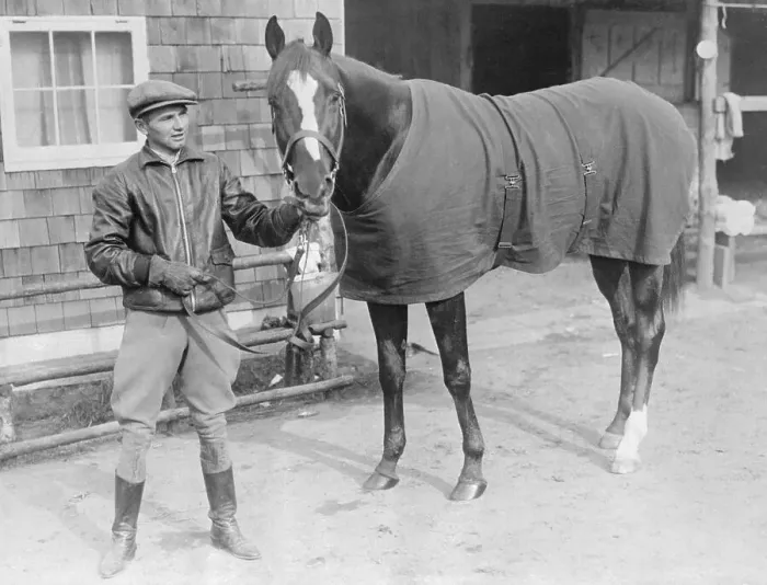 Framed Print : Earl Sande Posing with His Horse Framed Print : Earl Sande Posing with His Horse