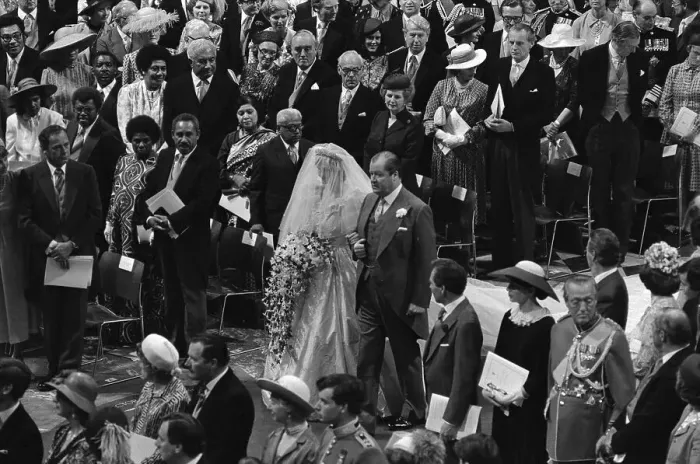 Framed Print : Earl Spencer Escorts Daughter Diana down Aisle Framed Print : Earl Spencer Escorts Daughter Diana down Aisle