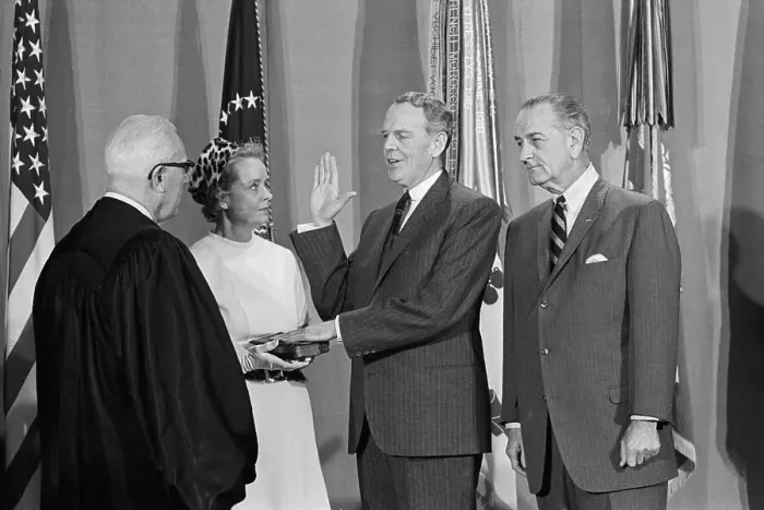 Framed Print : Earl Warren Swearing In Clark Clifford Framed Print : Earl Warren Swearing In Clark Clifford