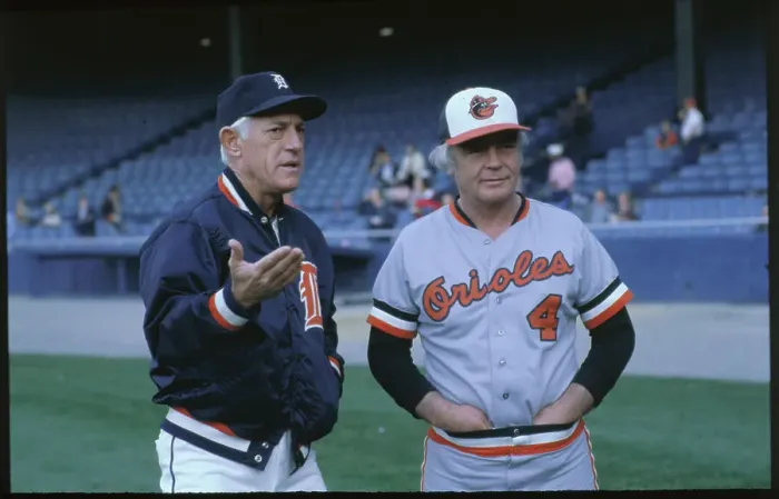 Framed Print : Earl Weaver with Tigers Manager Sparky Anderson Framed Print : Earl Weaver with Tigers Manager Sparky Anderson