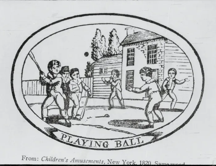 Framed Print : The Earliest Represenation of Baseball Framed Print : The Earliest Represenation of Baseball
