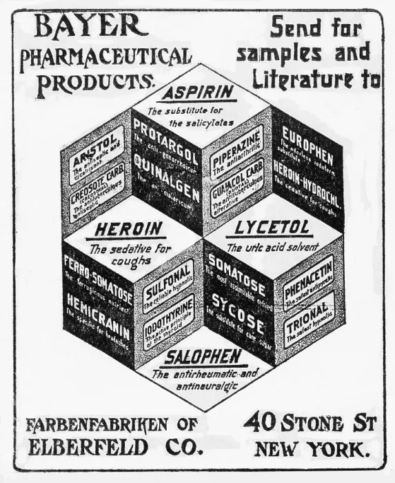 Framed Print : Early Bayer Pharmaceutical Products Advertisement