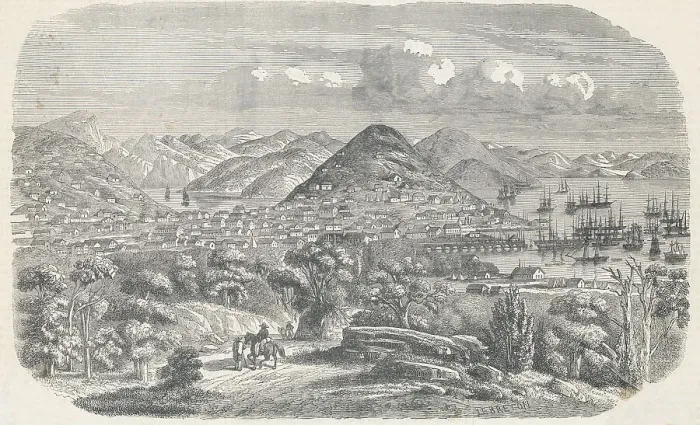 Framed Print : Early Drawing Depicting California Settlements