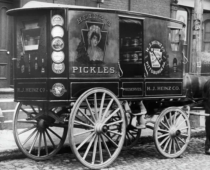 Framed Print : Early Heinz Wagon with Advertising