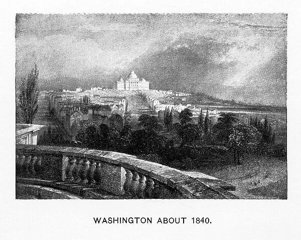 Early Illustration of The U. S. Capital, Washington, D. C. United States, Antique American Illustration, 1900