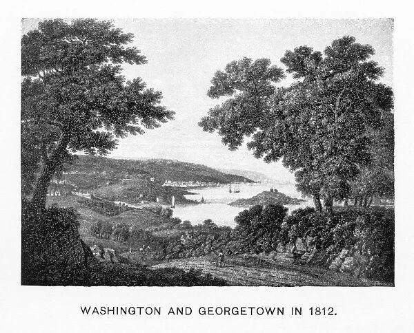 Early Illustration of The U. S. Capital, Washington, D. C. United States, Antique American Illustration, 1900