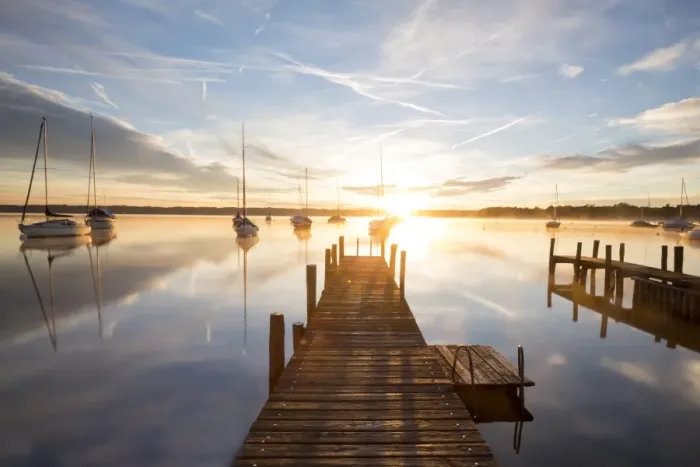 Framed Print : Early morning, jetty at Lake Starnberg near Tutzing, Bavaria, Germany, Europe, PublicGround Framed Print : Early morning, jetty at Lake Starnberg near Tutzing, Bavaria, Germany, Europe, PublicGround