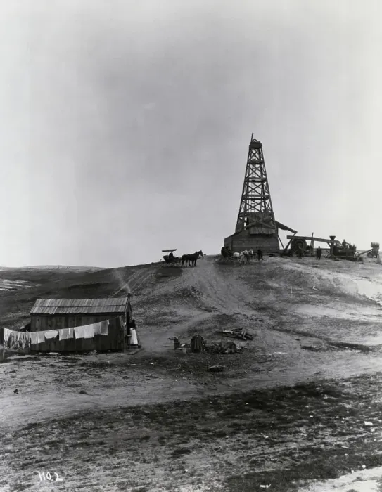 Framed Print : Early Oil Drilling Operation Framed Print : Early Oil Drilling Operation