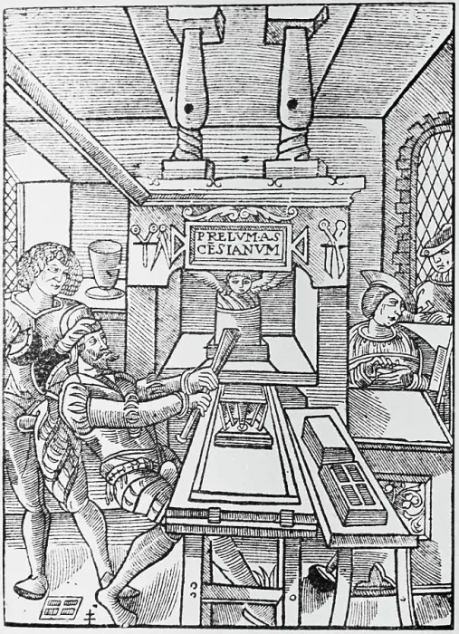 Framed Print : Early Printing Press / Printer Of Paris Framed Print : Early Printing Press / Printer Of Paris