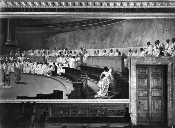 Framed Print : Early Roman Senate Mural Painting by Maccari Framed Print : Early Roman Senate Mural Painting by Maccari