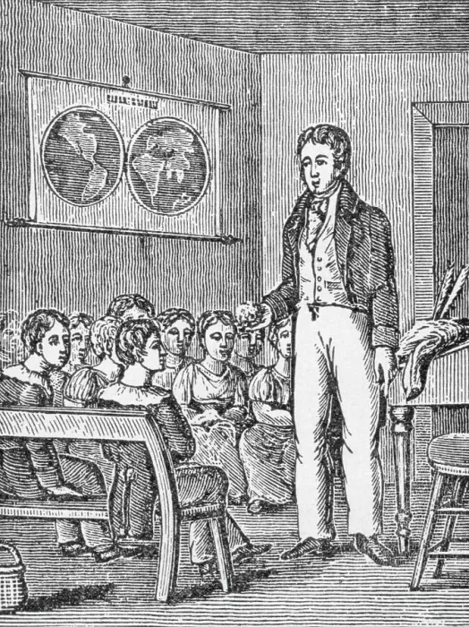 Framed Print : Early Teaching Method; Teacher With Ches