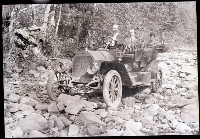 Framed Print : Early Touring Car On Stone Covered Road Framed Print : Early Touring Car On Stone Covered Road