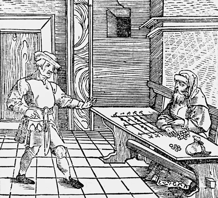 Framed Print : Early Usurer With Interest Table Framed Print : Early Usurer With Interest Table