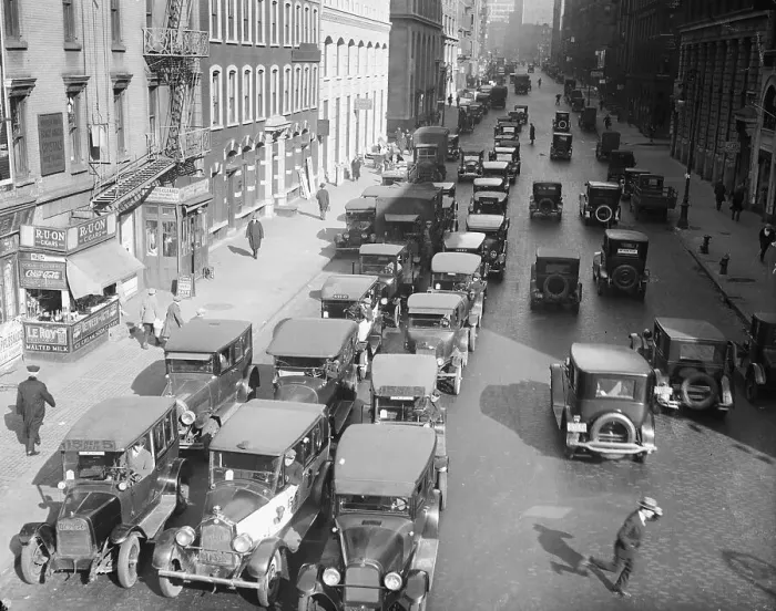 Framed Print : Early View of Lafayette Street With Cars in New York City Framed Print : Early View of Lafayette Street With Cars in New York City