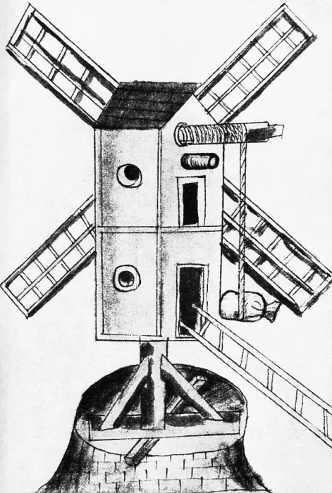 Framed Print : Early Wind Mill W / Winding Elevator