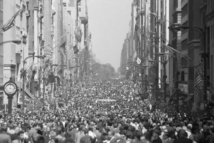 Framed Print : Earth Day Crowds On Carless Fifth Ave Framed Print : Earth Day Crowds On Carless Fifth Ave