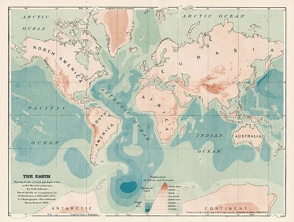The earth deep and heights map 1893