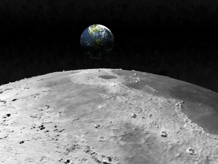 Framed Print : Earth and moon, artwork Framed Print : Earth and moon, artwork