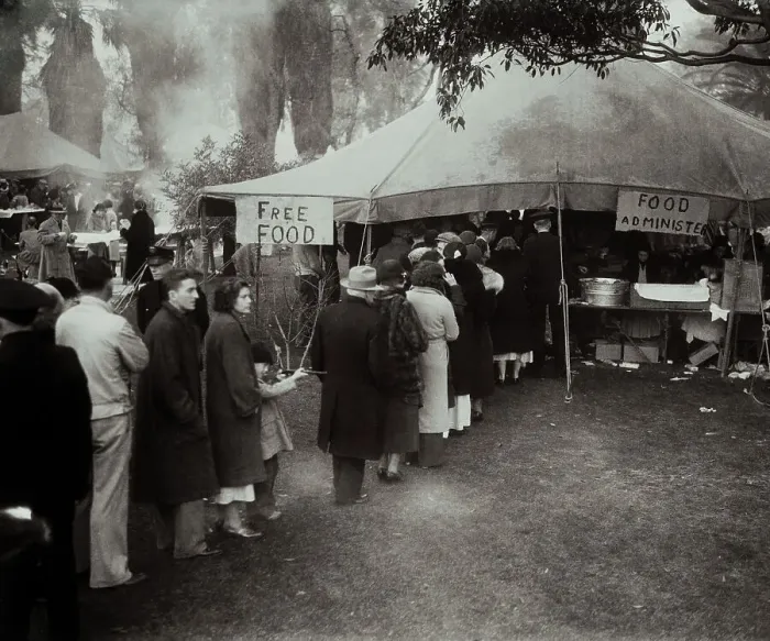 Framed Print : Earthquake Victims Gathering for Free Food