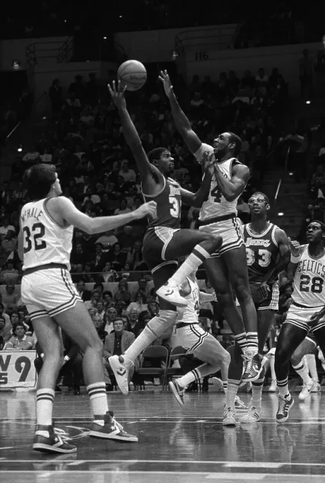 Framed Print : Earvin Johnson and Winfred King in Hard Game Play Framed Print : Earvin Johnson and Winfred King in Hard Game Play
