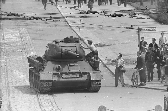 Framed Print : East Germans Confront Soviet Tanks Framed Print : East Germans Confront Soviet Tanks