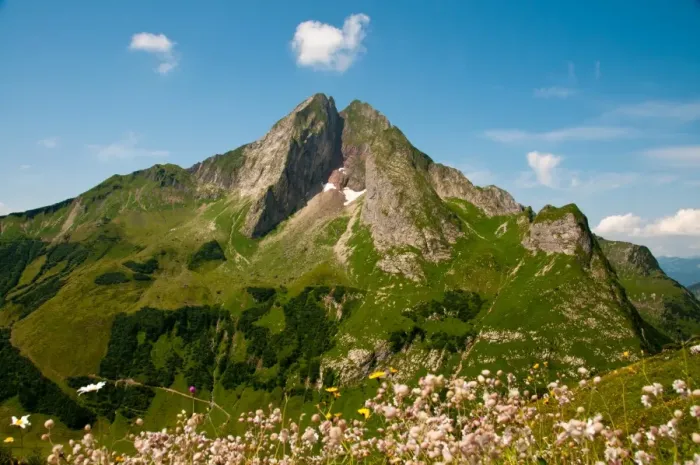 Framed Print : East side of Hoefats Mountain, 2259m, Laufbacher Eck-Weg hiking trail, Allgaeu Alps, Allgaeu, Bavaria, Germany, Europe, PublicGround