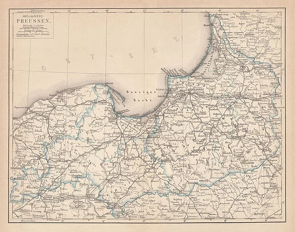 East and West Prussia, lithograph, published in 1877