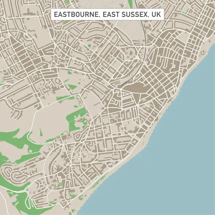 Framed Print : Eastbourne East Sussex UK City Street Map Framed Print : Eastbourne East Sussex UK City Street Map