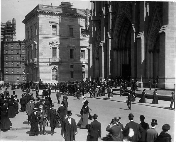 Easter Parade on Fifth Street in front of St Patricks Cathedral City in New York City