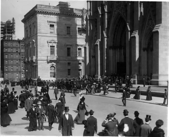 Framed Print : Easter Parade on Fifth Street in front of St Patricks Cathedral City in New York City Framed Print : Easter Parade on Fifth Street in front of St Patricks Cathedral City in New York City