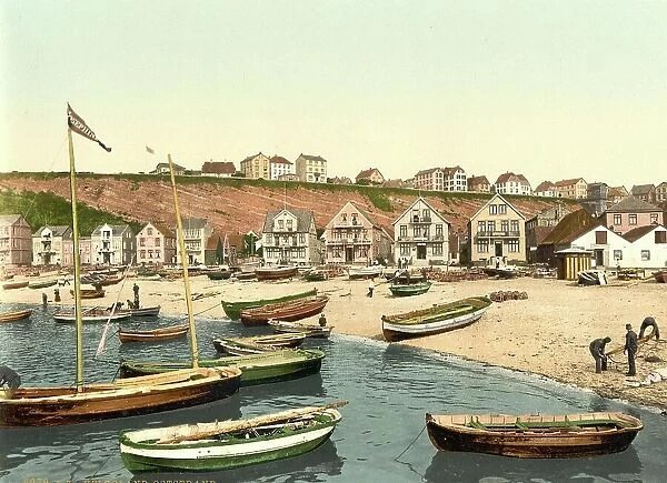 The eastern beach of Helgoland, Schleswig-Holstein, Germany, Historic, digitally restored reproduction of a photochrome print from the 1890s