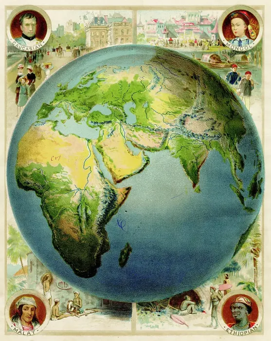 Framed Print : Eastern hemisphere map 1886 Framed Print : Eastern hemisphere map 1886