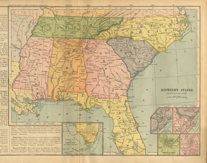 Framed Print : Eastern Southern States of the United States of America Antique Victorian Engraved Framed Print : Eastern Southern States of the United States of America Antique Victorian Engraved