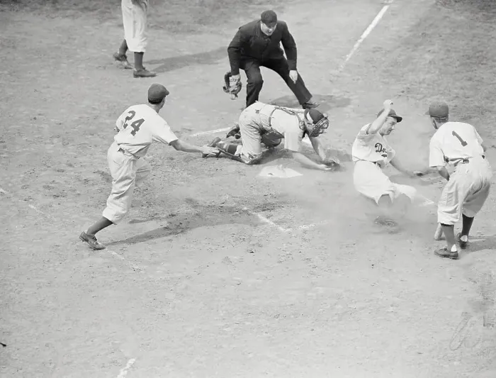 Framed Print : Ebbets Field Baseball Action