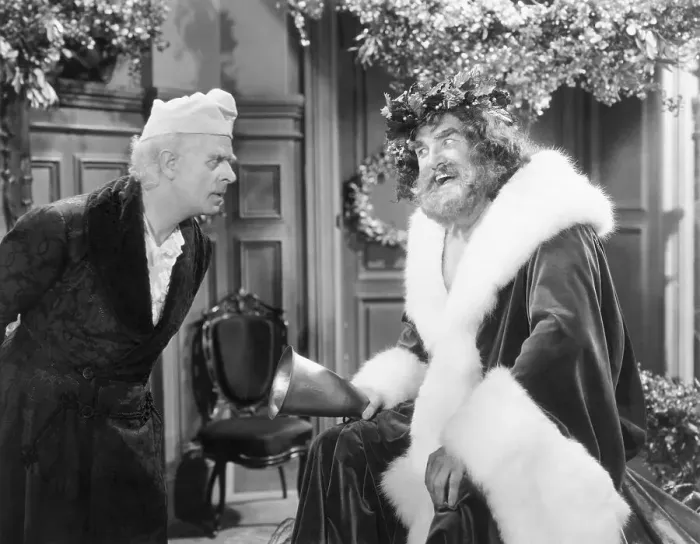 Framed Print : Ebenezer Scrooge and the Spirit of Christmas Present Framed Print : Ebenezer Scrooge and the Spirit of Christmas Present