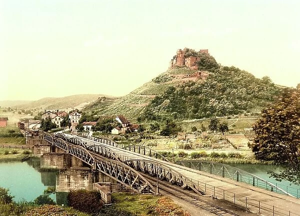 The Ebernburg, Bad Muenster im Nahetal, Rhineland-Palatinate, Germany, Historic, digitally restored reproduction of a photochromic print from the 1890s
