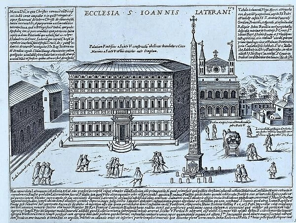 Ecclesia S. Ioannis Laterani, Basilica of St. John Lateran, historical Rome, Italy, digital reproduction of an original 17th century master, original date unknown