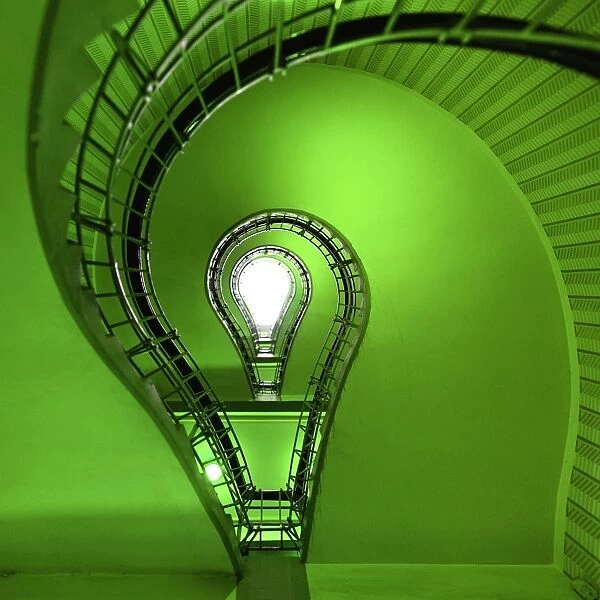 Ecological light bulb near staircase